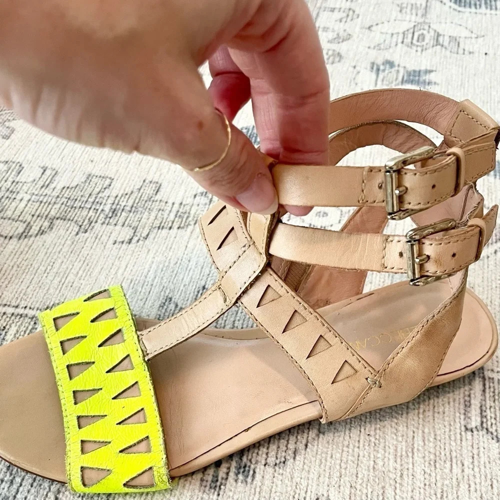 Rebecca Minkoff Nude Tan Gladiator Neon Aztec Sandals size 6 - Picture 3 of 4